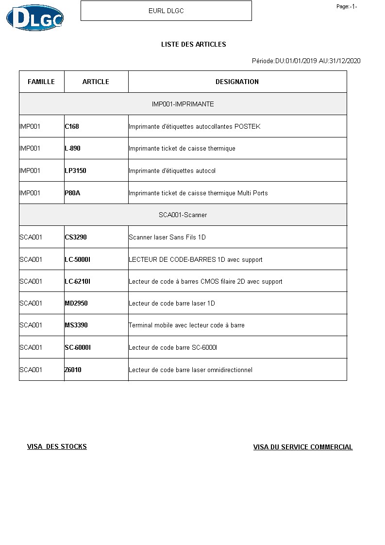 Liste des Articles