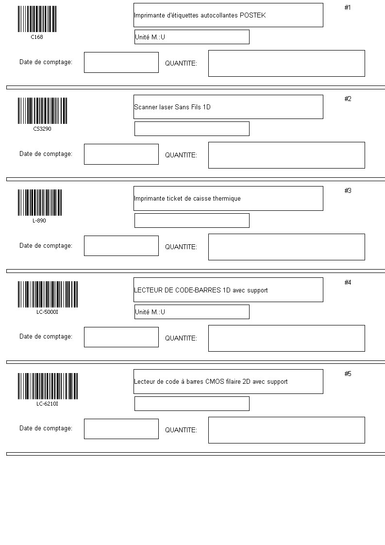 Modèle Etiquettes Articles