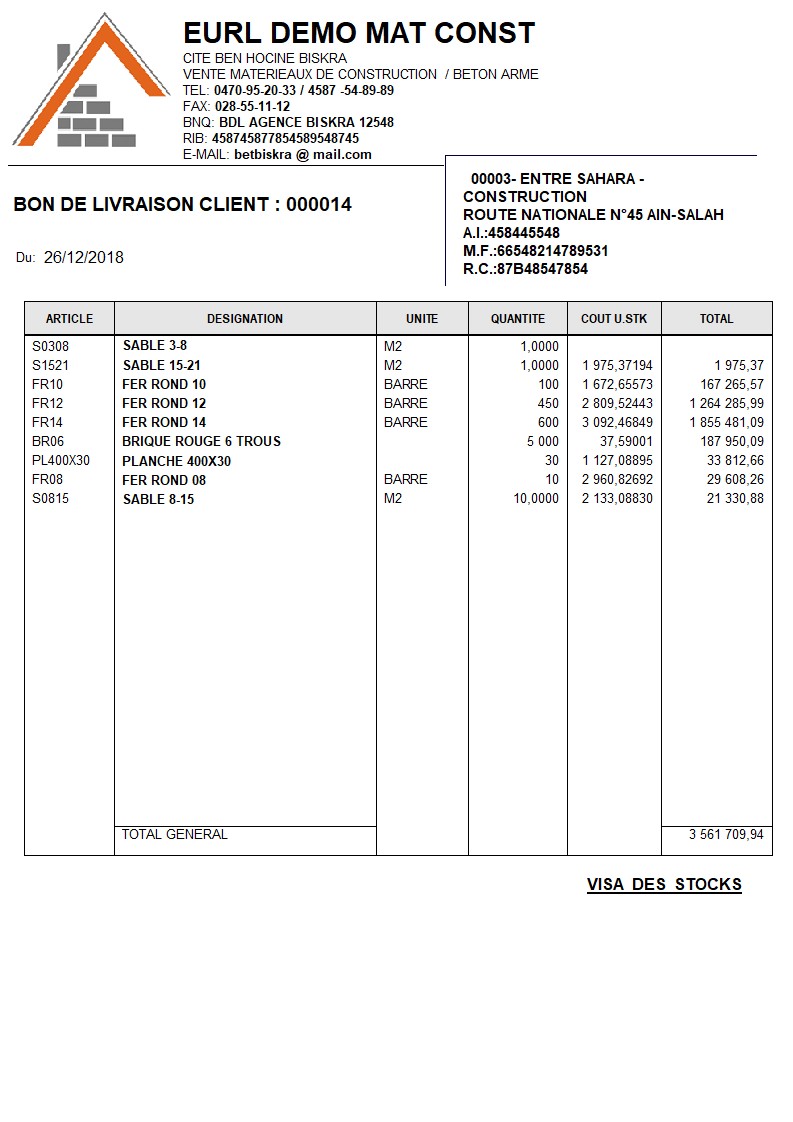 Modèle Quantités et Valeurs