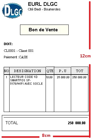 Modèle Bon de vente