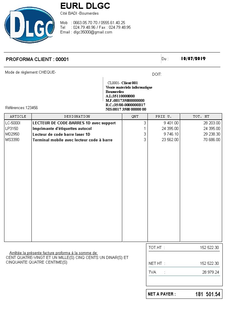 Modèle Proforma avec logo